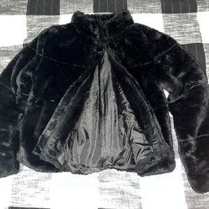 Black fur Plush Coat